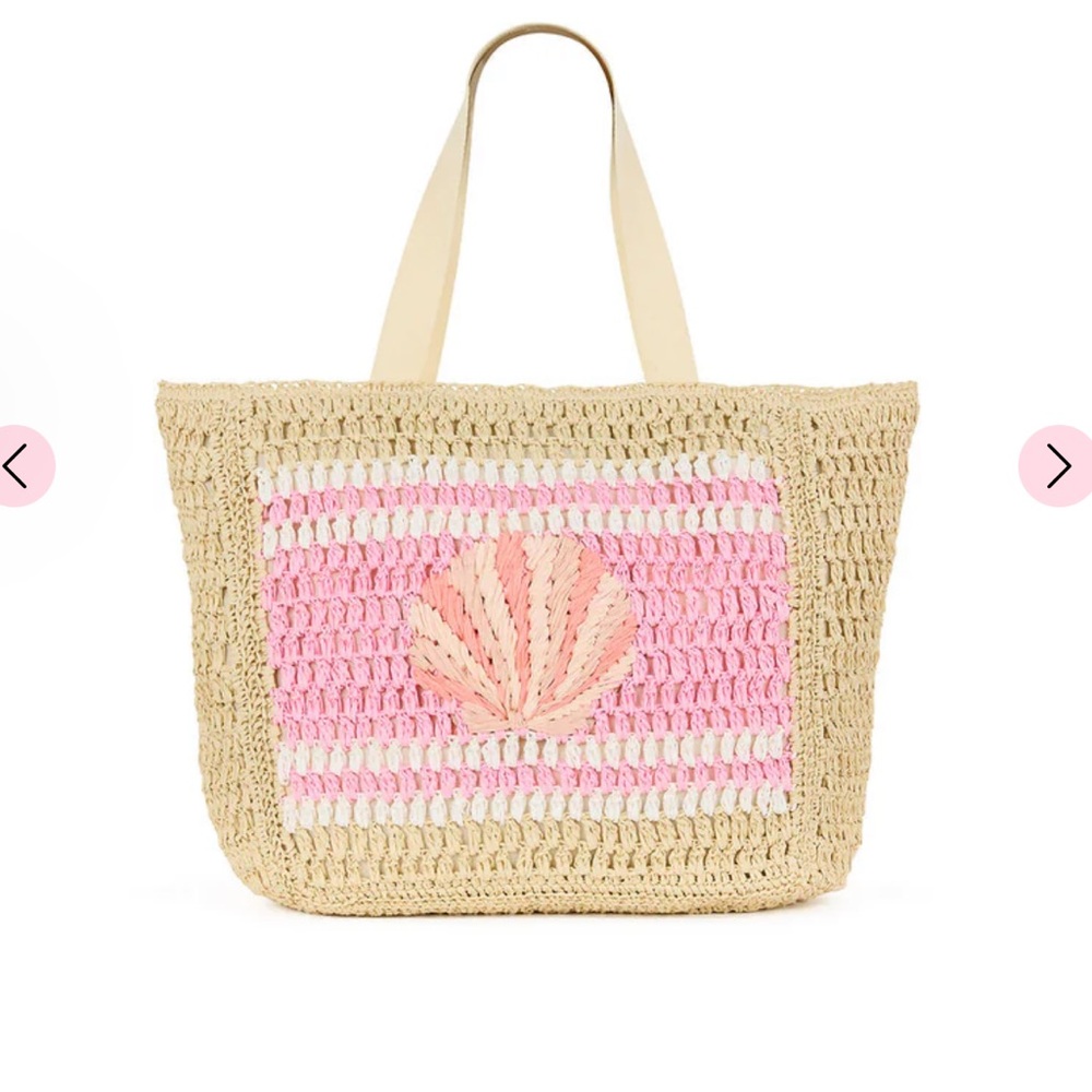 NWOT Kulani Kinis Shell Straw Beach Tote Bag